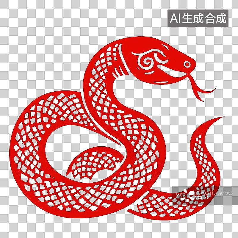 【AI数字艺术】十二生肖蛇元素 新年春节剪纸窗花图片素材