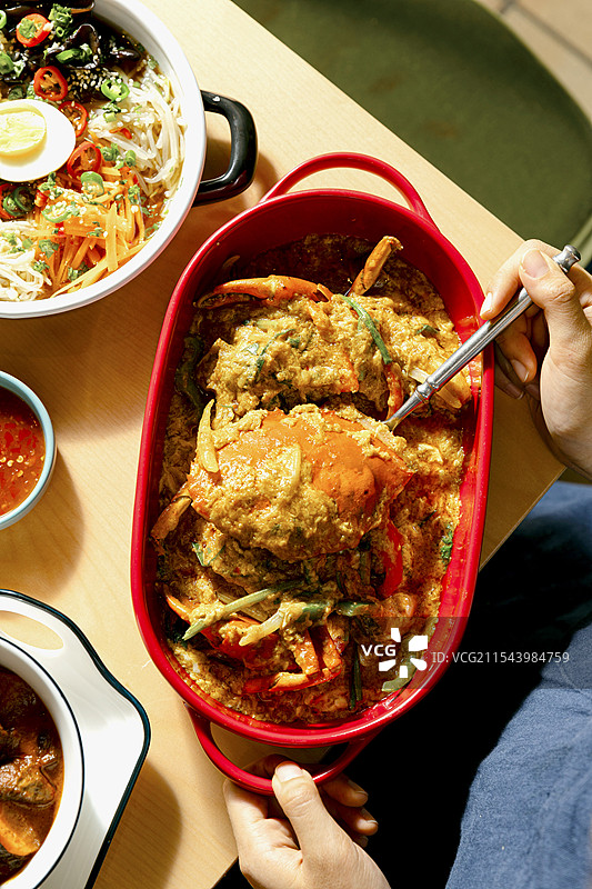 膏蟹海鲜咖喱蟹蟹壳蟹肉蟹腿青蟹螃蟹料理图片素材