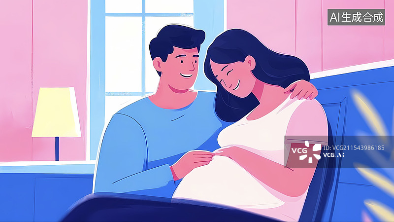 【AI数字艺术】青年伴侣怀孕关爱图片素材