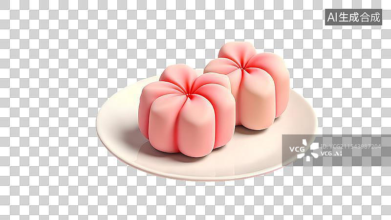 【AI数字艺术】3D渲染国风元素，传统美食小吃糕点，桃花酥，樱花酥，鲜花饼，茶果子，和果子，中式下午茶免甜点抠元素图片素材
