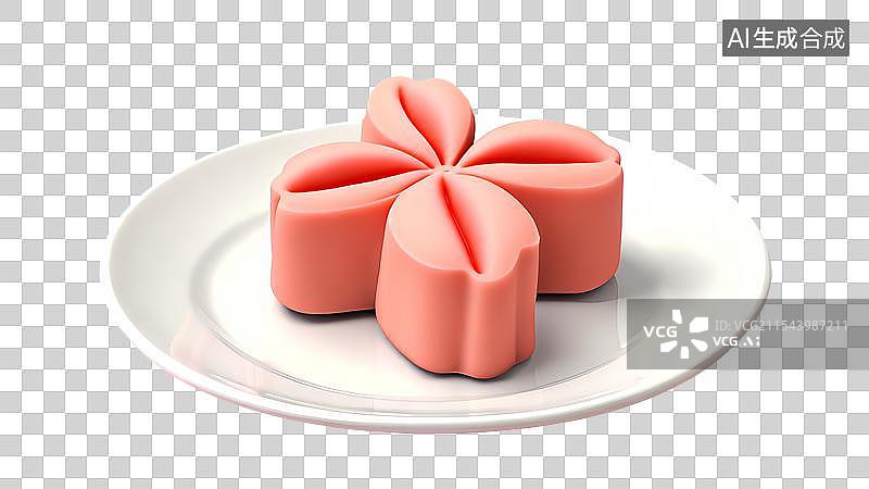 【AI数字艺术】3D渲染国风元素，传统美食小吃糕点，桃花酥，樱花酥，鲜花饼，茶果子，和果子，中式下午茶免甜点抠元素图片素材