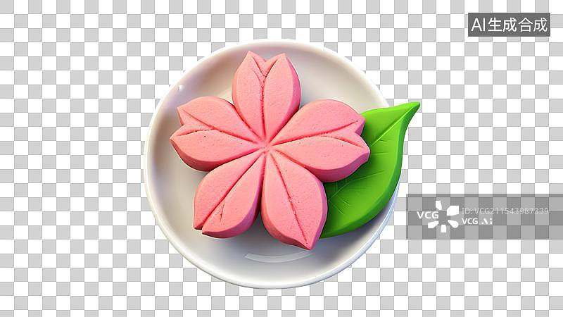 【AI数字艺术】3D渲染国风元素，传统美食小吃糕点，桃花酥，樱花酥，鲜花饼，茶果子，和果子，中式下午茶免甜点抠元素图片素材