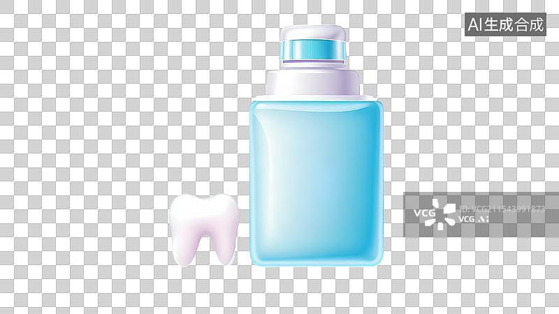 【AI数字艺术】手绘插画，牙齿，洗牙水，漱口，牙齿清洁免抠元素图片素材