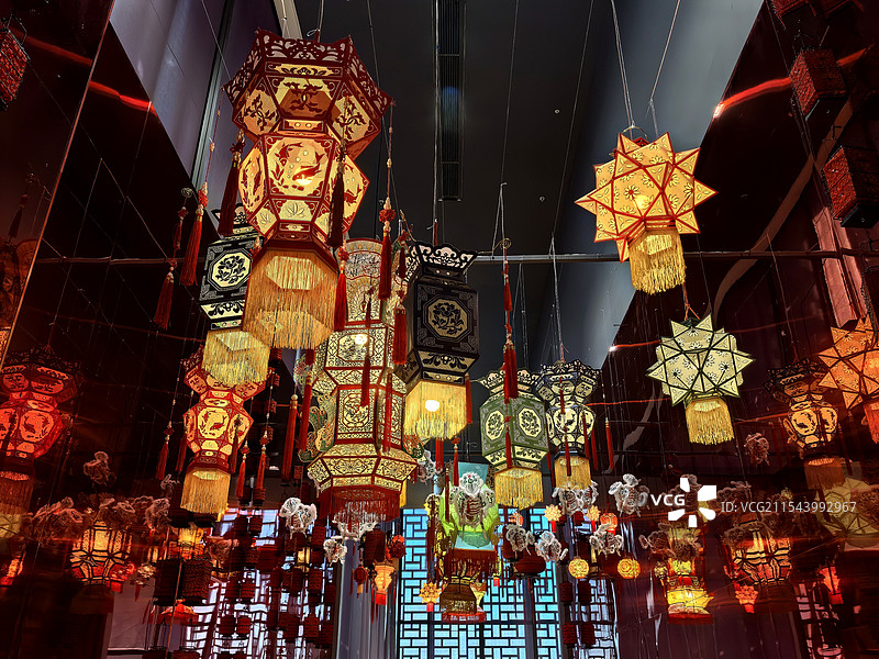 任务投稿：年味.春节主题内容之春节城市氛围.节日灯笼（北京中国工艺美术博物馆）图片素材