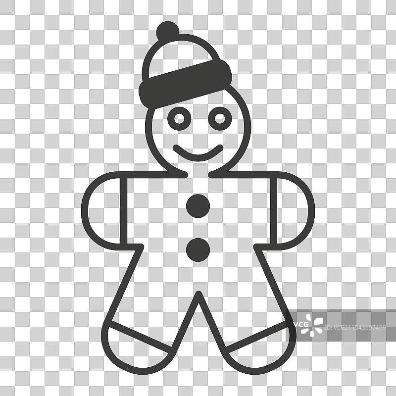 姜饼图标，线条绘制的圣诞饼干图片素材