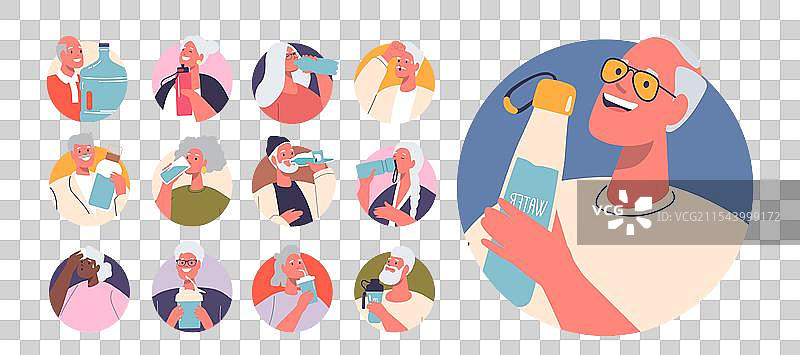 描绘老年人的卡通头像集合图片素材