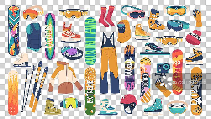 雪地运动装备系列展示图片素材