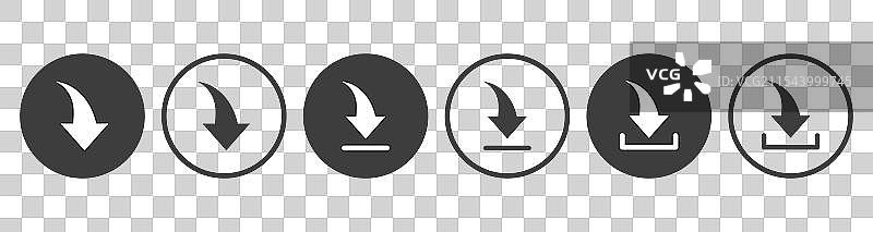 圆形下载按钮图标集合图片素材
