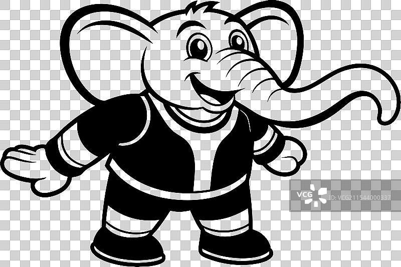 友好顽皮的卡通大象艺术图片素材