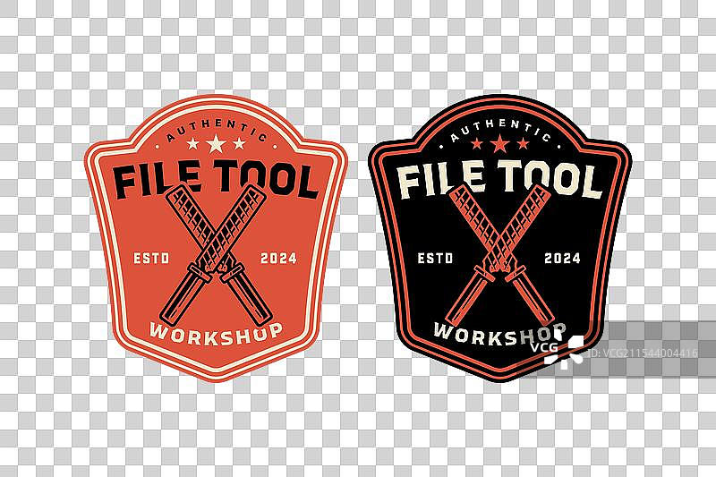 手动文件工具交叉复古徽章标志设计图片素材