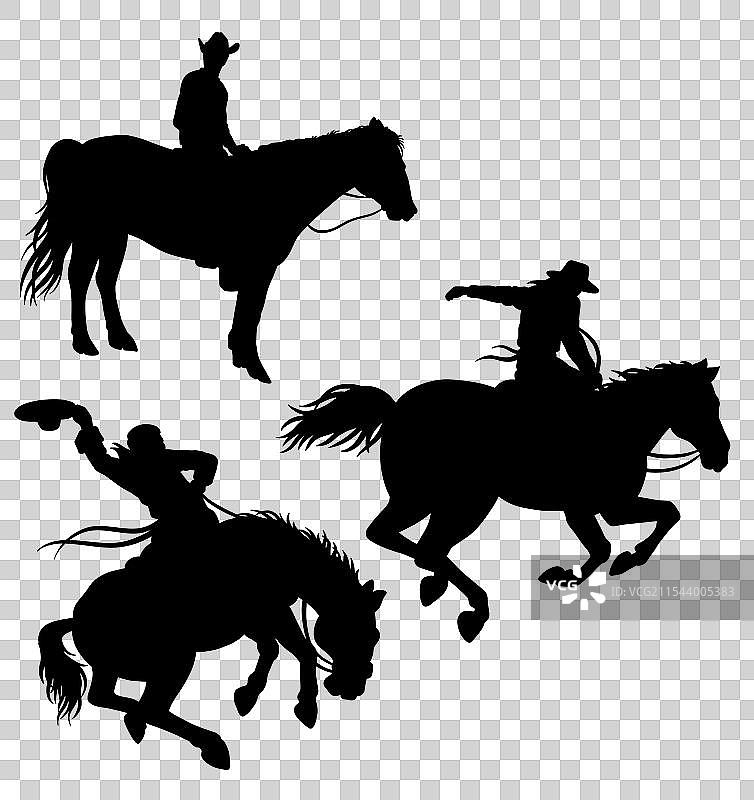 骑马牛仔姿势动作剪影图片素材