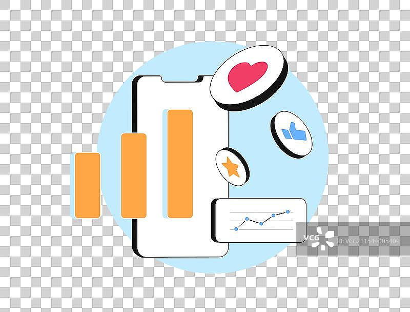 社交媒体趋势与图表、点赞和分享图片素材