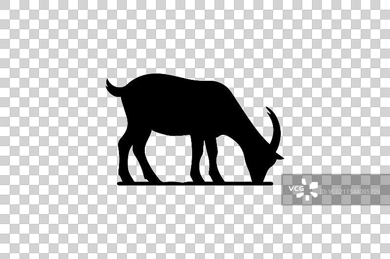 白色背景上的山羊剪影图片素材