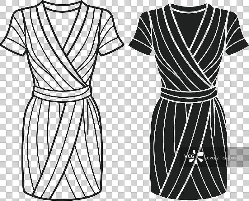 美丽的线条艺术包裹裙时尚草图图片素材