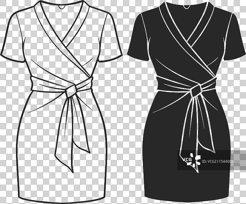 美丽的线条艺术包裹裙时尚草图图片素材