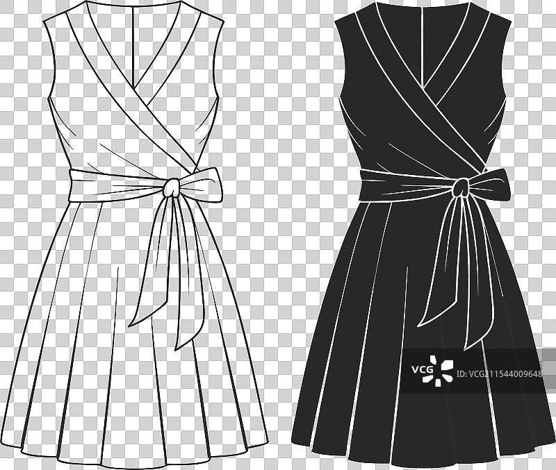 美丽的线条艺术包裹裙时尚草图图片素材