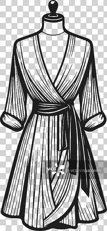 手绘裹身裙时尚草图服装图片素材