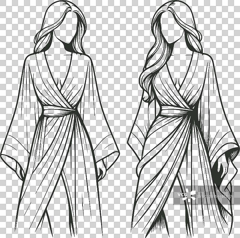 一位年轻女性穿着优雅长裙的时尚风格图片素材