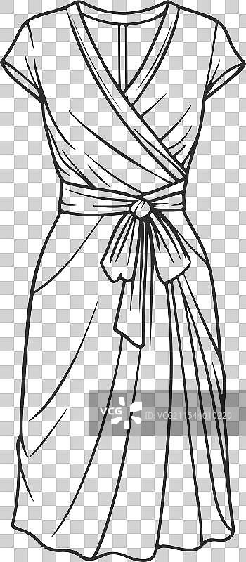 美丽的线条艺术包裹裙时尚草图图片素材