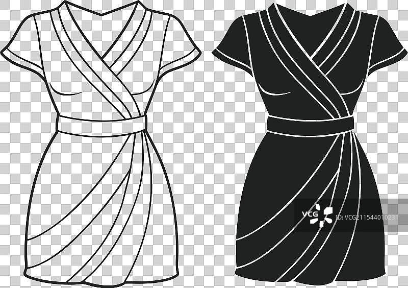 美丽的线条艺术包裹裙时尚草图图片素材