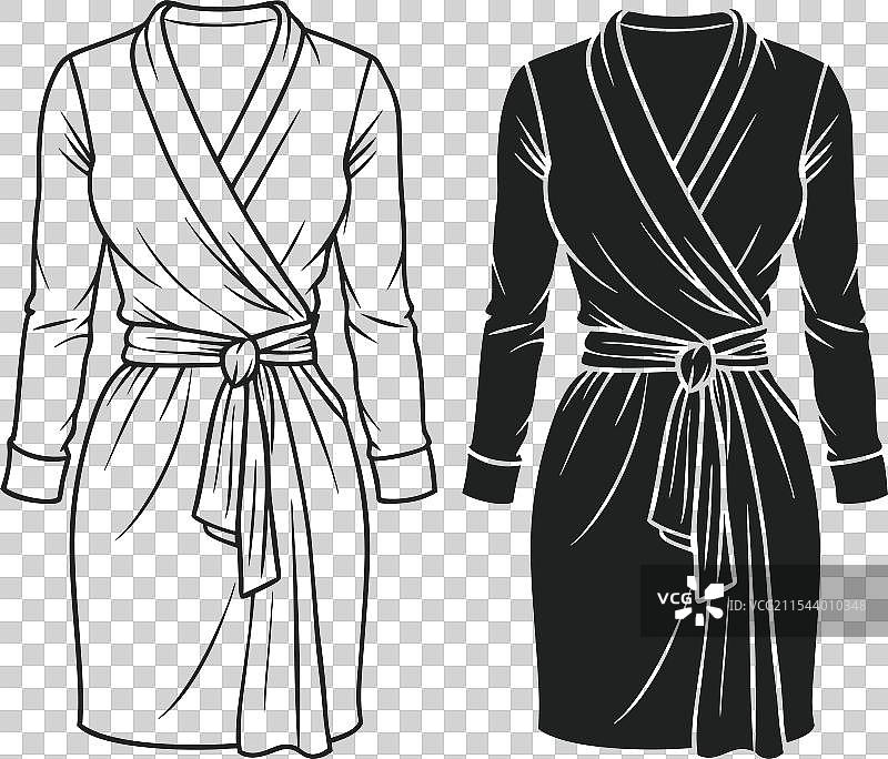 美丽的线条艺术包裹裙时尚草图图片素材