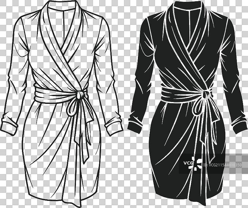 美丽的线条艺术包裹裙时尚草图图片素材