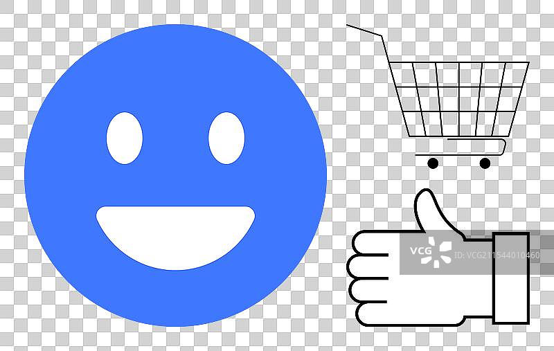 快乐的购物车和竖起大拇指图片素材