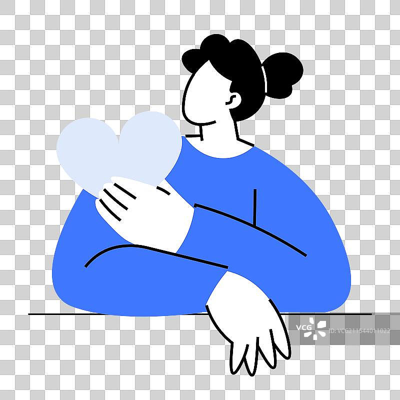 女人手持心形象征关爱和图片素材