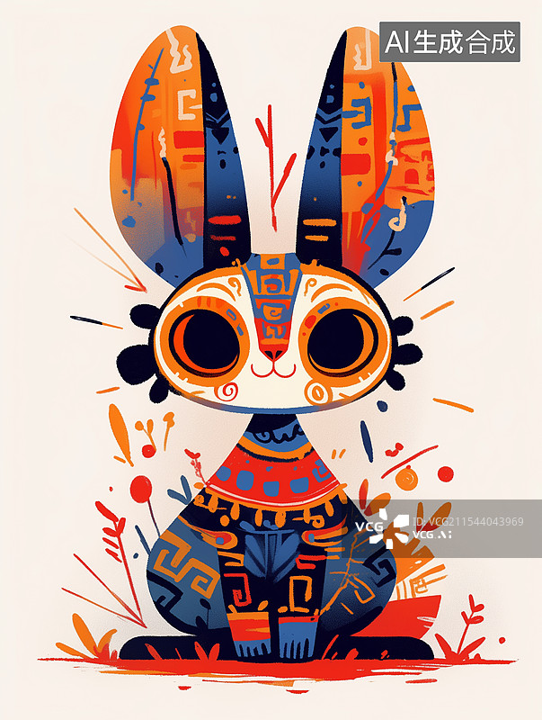 【AI数字艺术】十二生肖兔矢量插画图片素材