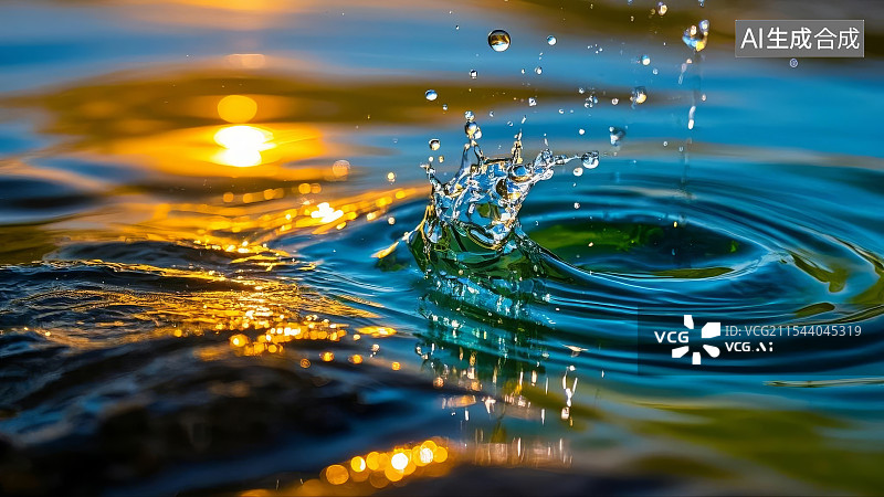 【AI数字艺术】水滴波浪，波纹，水图片素材