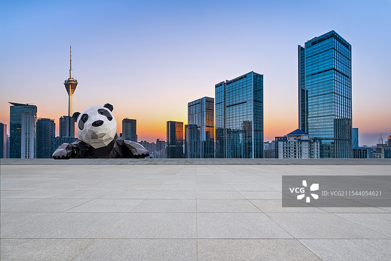 成都电视塔天府熊猫塔,太古里,大熊猫,平台,停车场,汽车广告背景图图片素材