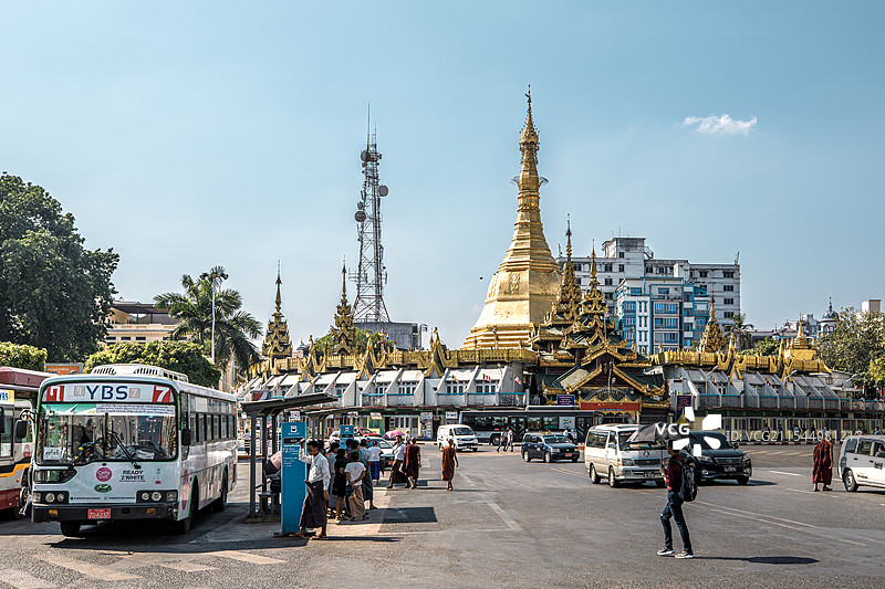 缅甸仰光之苏雷佛塔图片素材