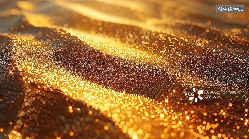 【AI数字艺术】金色粒子波,带有发光线条的抽象背景图片素材
