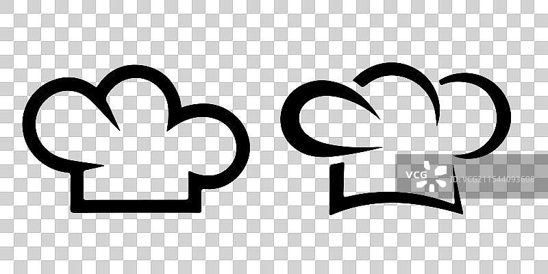 白色背景上的厨师帽图标集图片素材