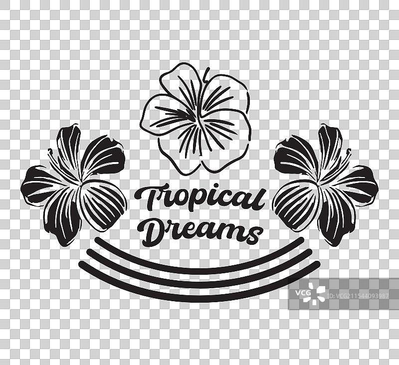 手绘线条艺术的芙蓉花图标集图片素材