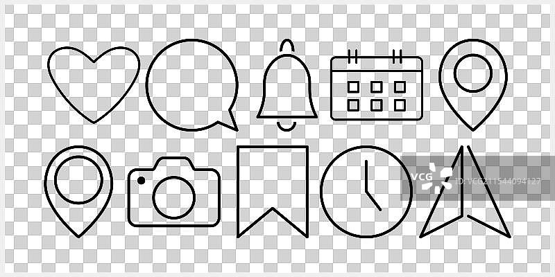 社交媒体图标设计模板元素集图片素材