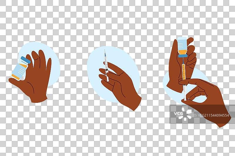 一组非裔美国人手持注射器的照片图片素材