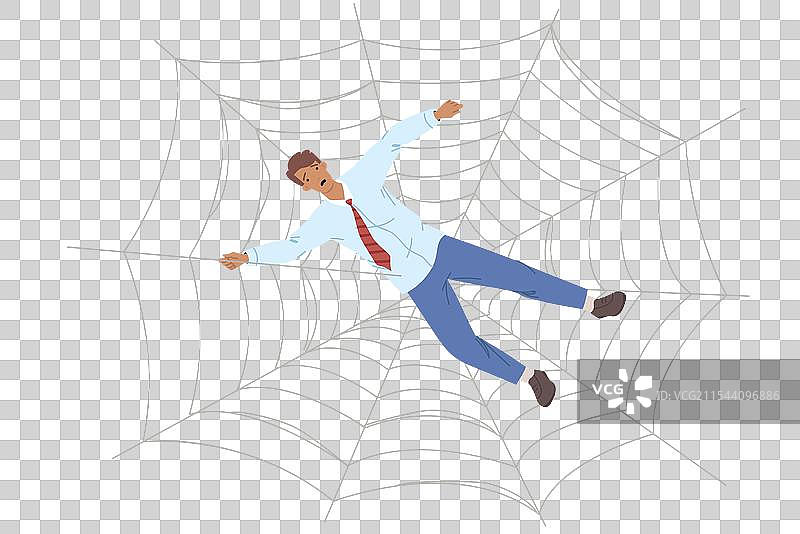 用蛛网形式捕捉商人的陷阱象征着图片素材