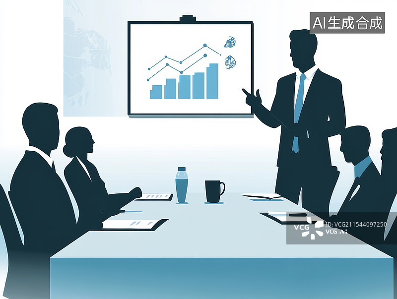 【AI数字艺术】简约商务职场工作扁平插画图片素材