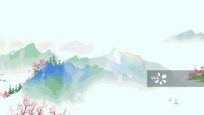 陶渊明，桃花源记，中国风，动画图片素材