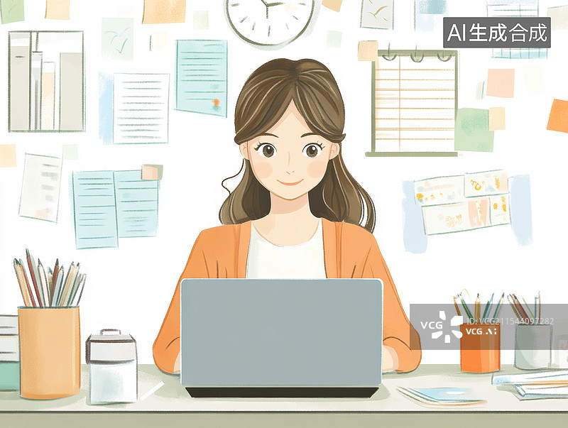 【AI数字艺术】简约商务职场工作扁平插画图片素材