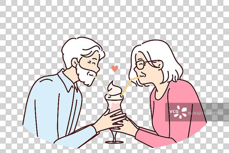 老年浪漫情侣在喝鸡尾酒图片素材