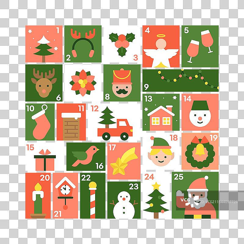 节日圣诞倒计时日历与圣诞图标图片素材
