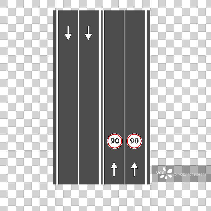 沥青路面上的道路标线元素图片素材