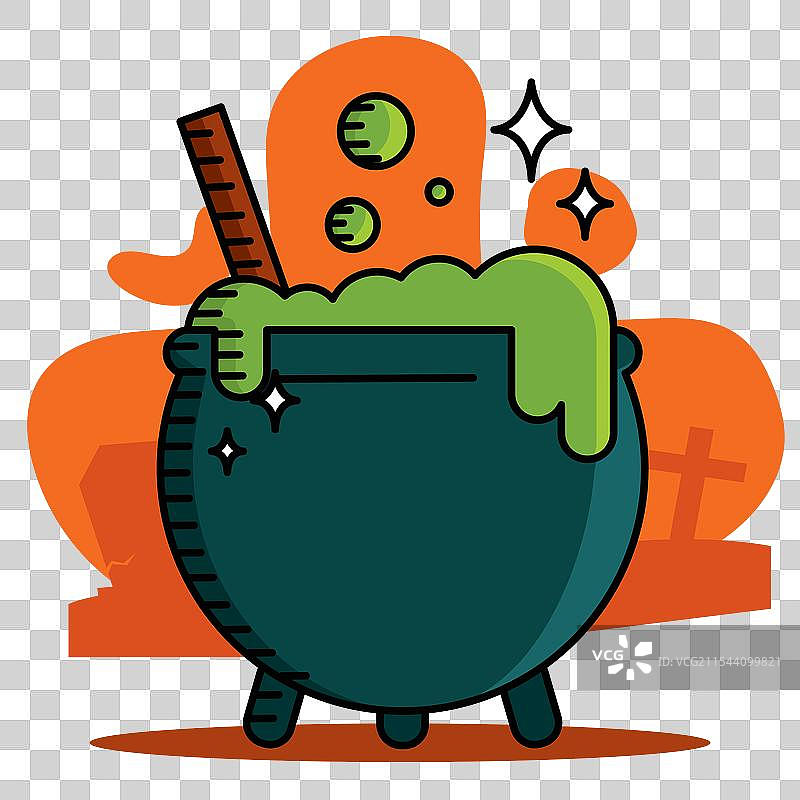 万圣节的冒泡绿色药水的大锅图片素材