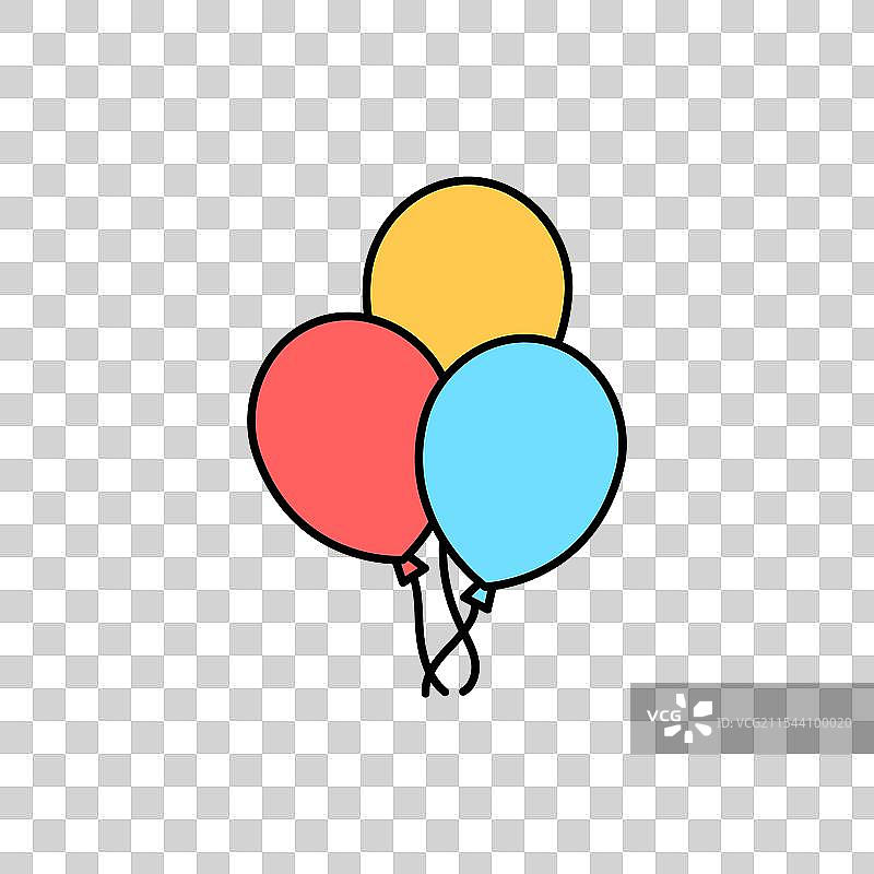 白色背景上的彩色气球图标图片素材