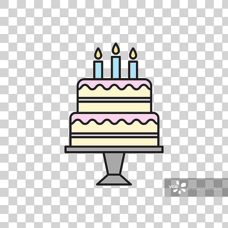 白色背景上的彩色生日蛋糕图标图片素材