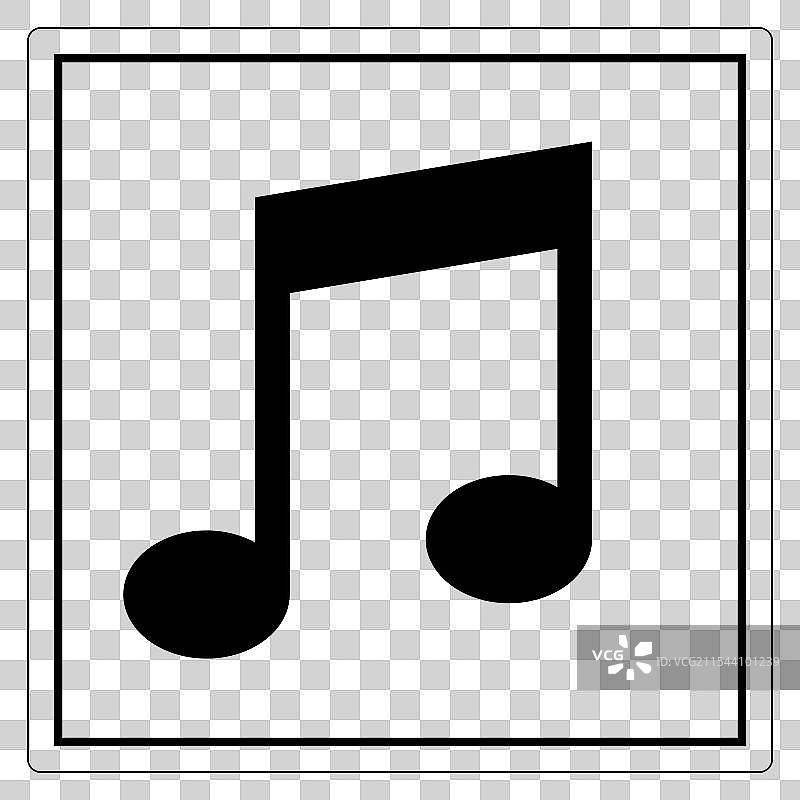 简单的黑色音乐音符图标，背景为白色图片素材