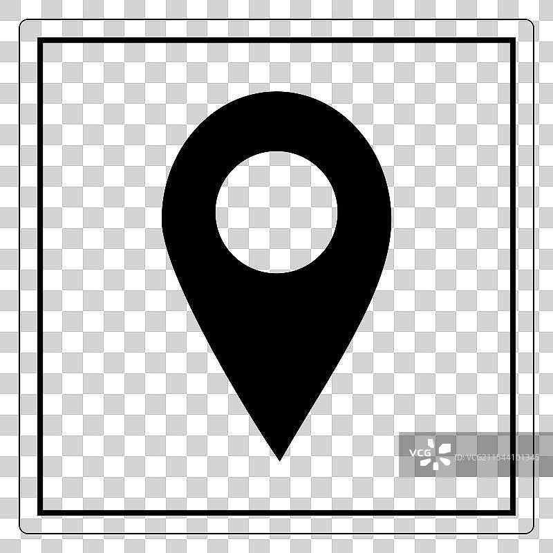 简单的黑色位置标记图标在白色背景上图片素材
