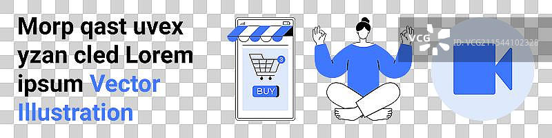 电子商务冥想和视频内容图标图片素材